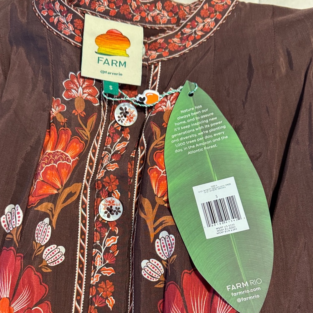 FARM Rio Burgundy Floral Mini Dress with Red and Pink Accents - Picture 4 of 7